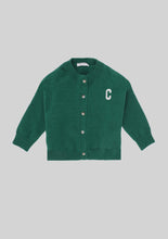 Load image into Gallery viewer, Green Varsity Letterman Knit Cardigan