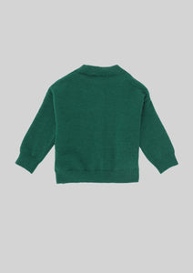 Green Varsity Letterman Knit Cardigan