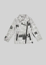 Load image into Gallery viewer, Pleather Newsprint Moto Jacket