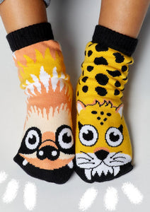 Sloth and Cheetah Mismatched Socks