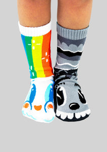 Rainbowface and Mr. Gray Mismatched Socks