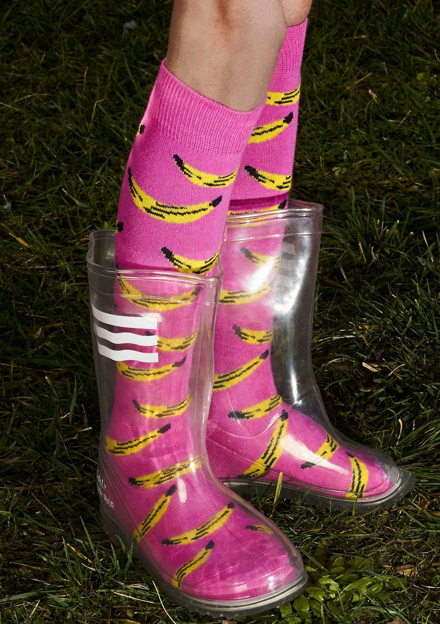 Pink Banana Knee High Socks