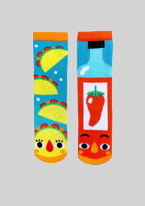 Taco and Hot Sauce Mismatched Socks