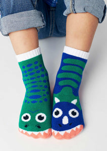 T-Rex and Triceratops Mismatched Socks