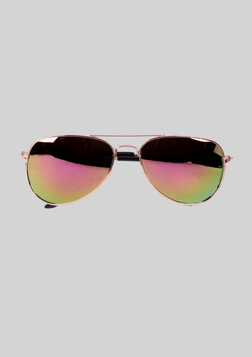 Pink Multi Colored Aviator Sunglasses