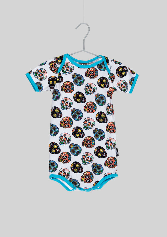 Six Bunnies Sugar Skulls White Romper