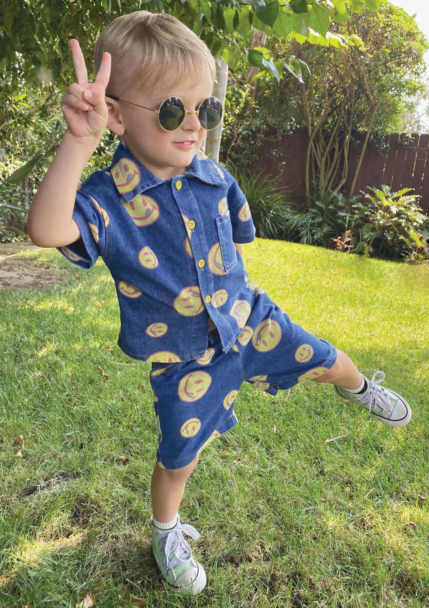 Smiley Denim Collared Shirt